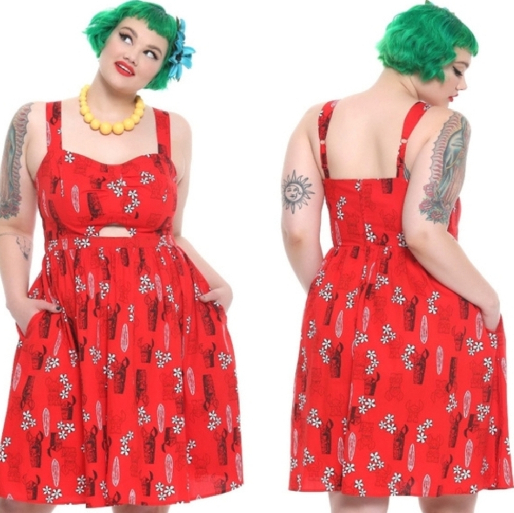 Her Universe Disney Stitch Hawaiian Red Sundress